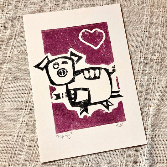 "Hip Pig" Linocut Prints