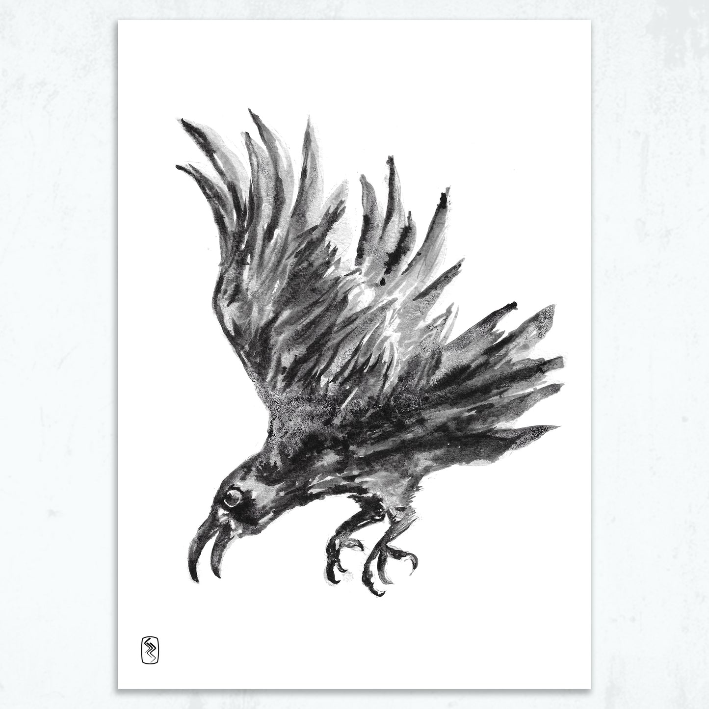 Crow Noir Print - A5 / A4 / A3