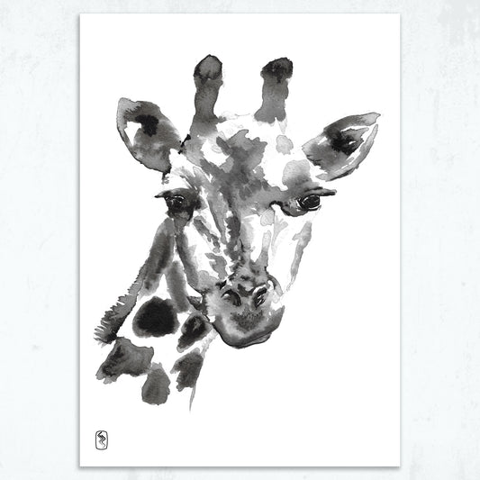 Giraffe Noir Print - A5 / A4 / A3