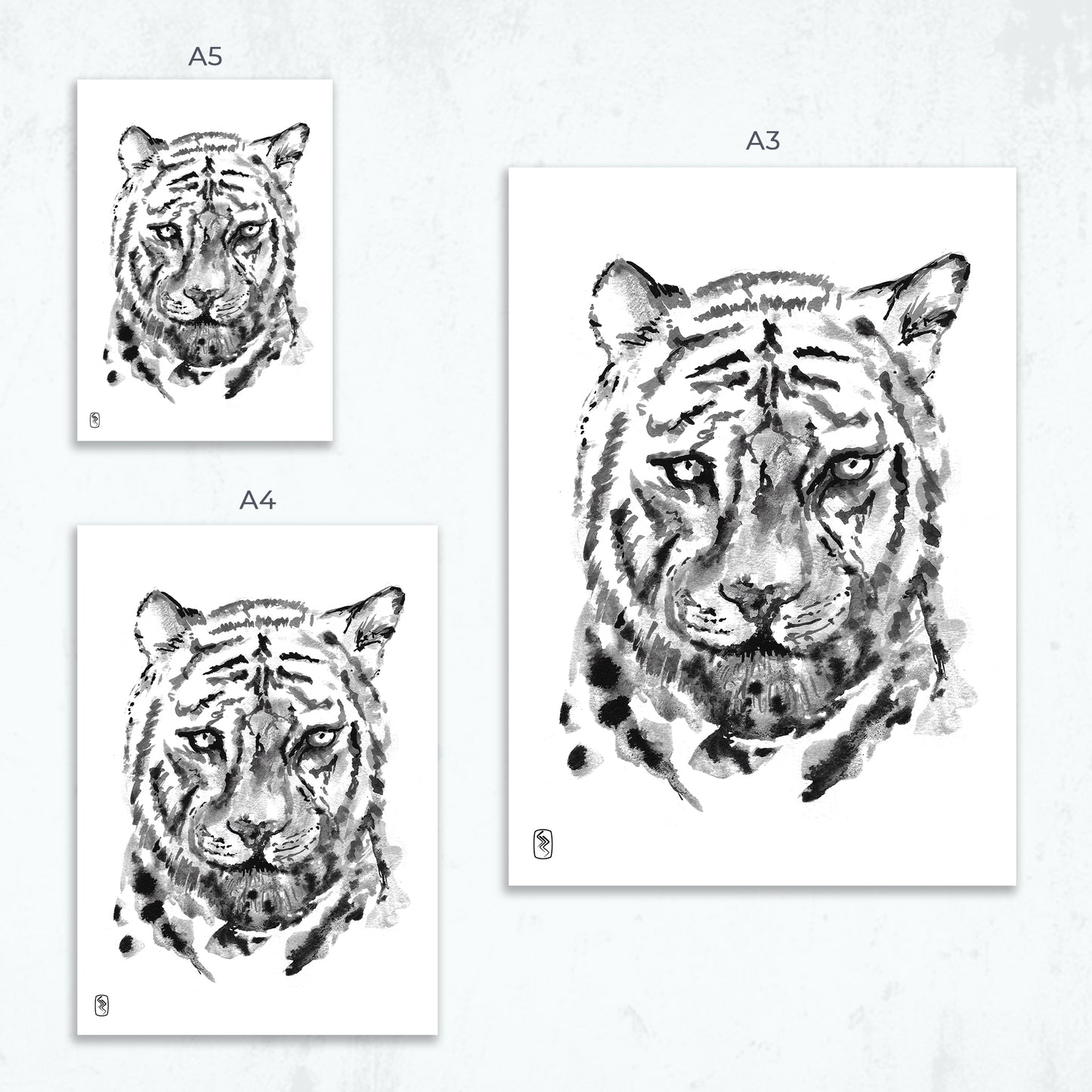 Tiger Noir Print - A5 / A4 / A3